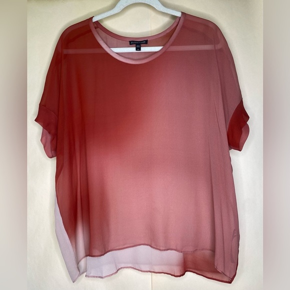 Eileen Fisher Serno Water Color Silk Sheer Blouse Top Sz Sm - Picture 1 of 9
